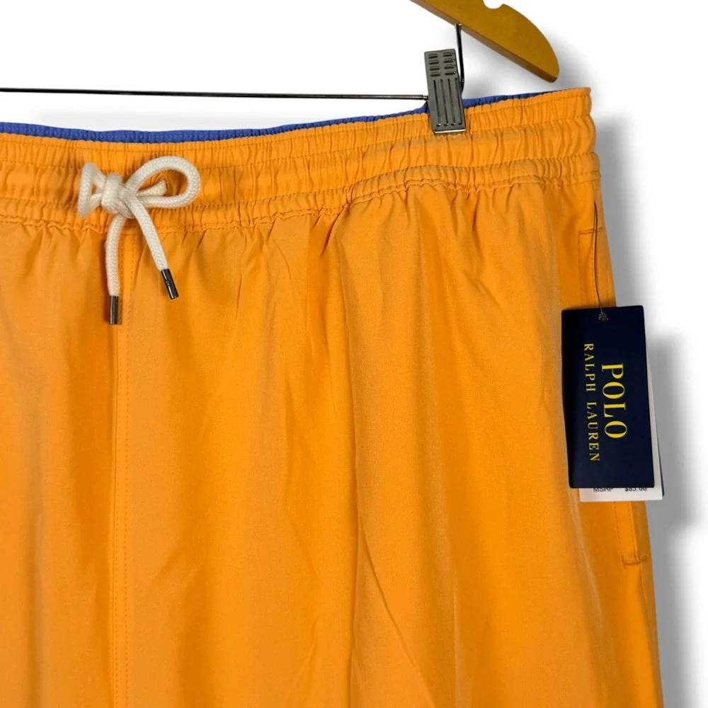 Polo Ralph Lauren Swim Trunks Men XLT Orange Blue Pony Stretch Board Shorts Prep